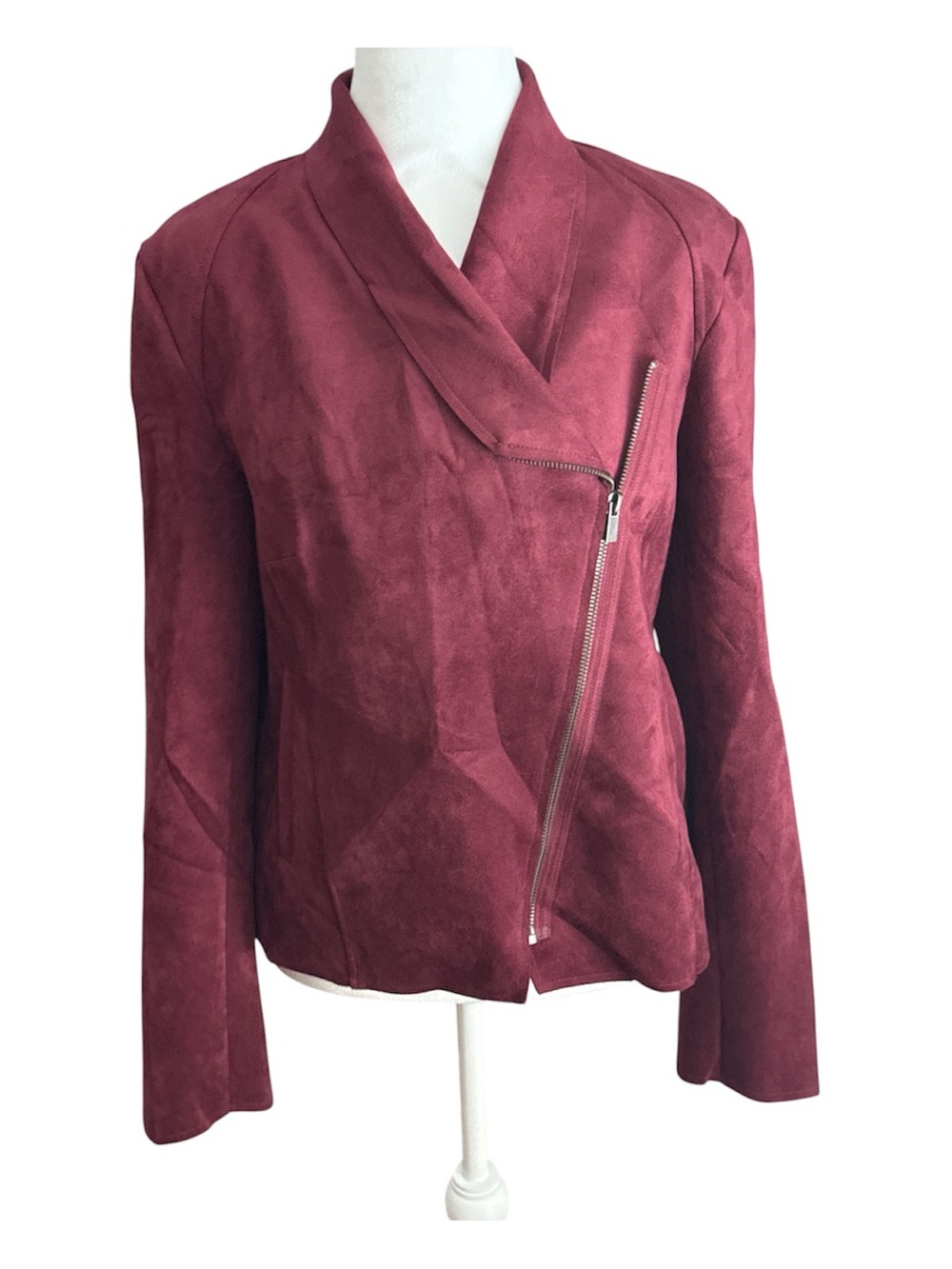 Faux Leather Plum Burgundy Moto Jacket
